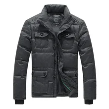 Lesmart Men’s Winter Coat Jacket Business Casual Multiple Pockets Outerwear White Duck Down Leisure Thickened Light Parka