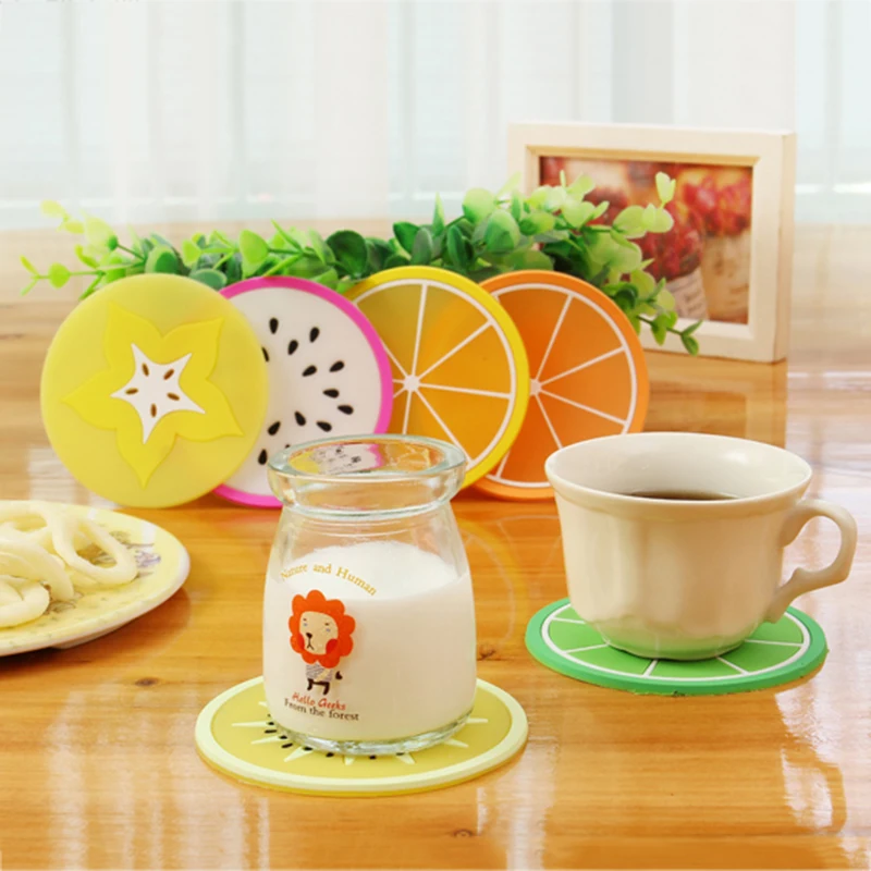 4pcs/Set Pratical Non slip Cup Fruit Coaster Pad Coffee