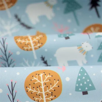 

New digital printing Trees with Bear quality composite soft semi-waterproof fabric