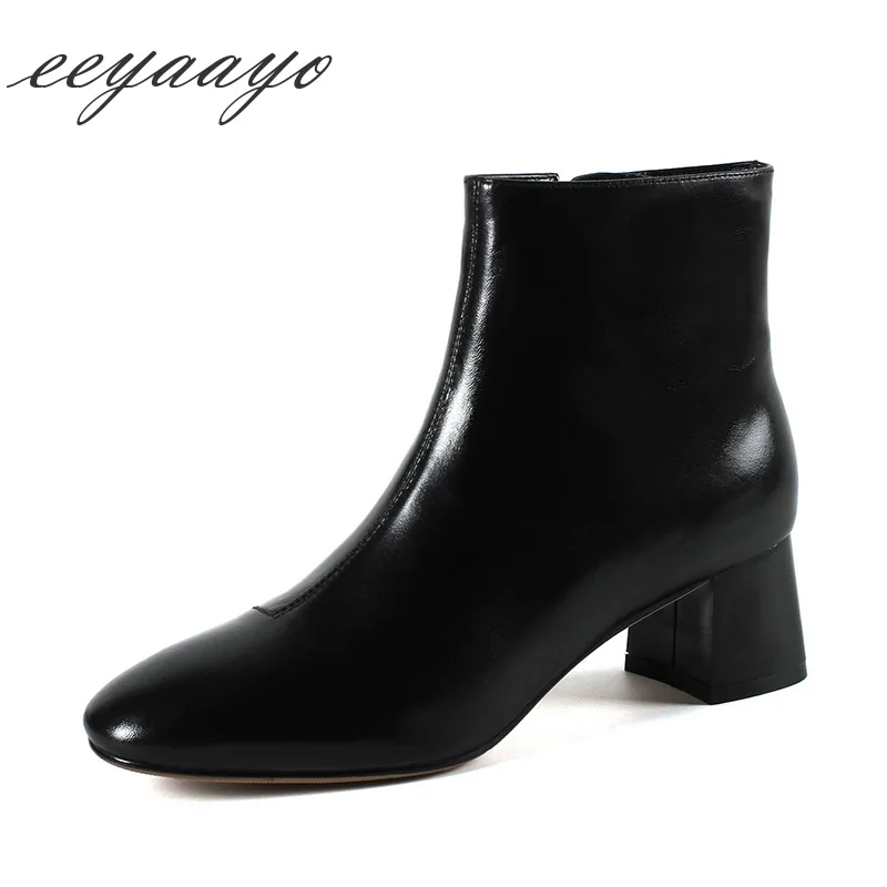 2018 New Genuine Leather Winter Women Ankle Boots Middle Heels Square Toe Zipper Sexy Ladies Women Shoes Black Cow Leather Boots цена 2018 New Genuine Leather Winter Women Ankle Boots Middle Heels Square Toe Zipper Sexy Ladies Women Shoes Black Cow Leather Boots цены онлайн