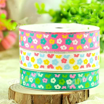 

2015new design 100yard/roll 5/8" 16mm single face printed small flower grosgrain ribbon for choth decoration hair pin diy