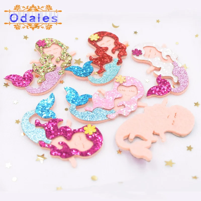 4/6Pcs Mixed 3D Cartoon Mermaid Patches Handmade Decoration DIY Hair Bow Flat Back Embellishment Accessories Sea-maid Appliques