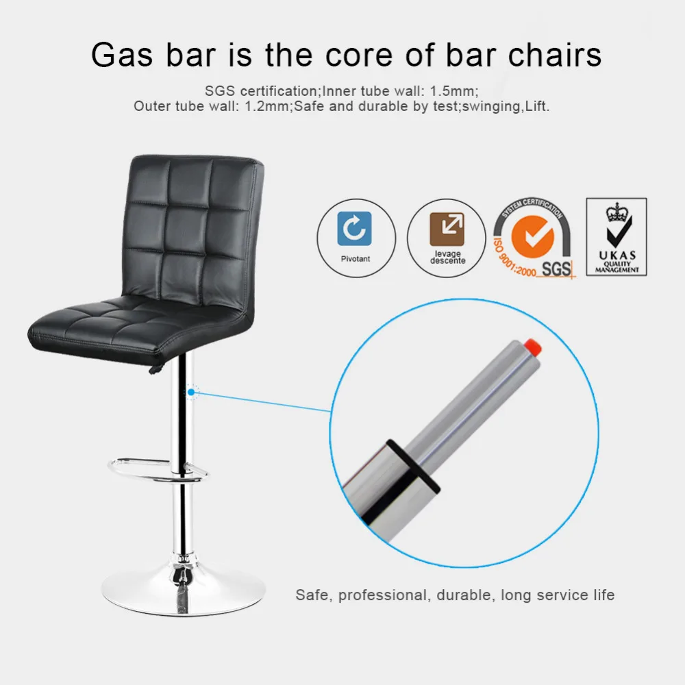 DOORSACCERY 2 шт./компл. черный поворотный, из искусственной кожи барные стулья с регулировкой по высоте, счетчик паб стул барные стулья HWC