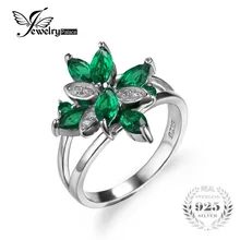Jewelrypalace 1.3ct forma de flor verde creado nano ruso esmeralda anillo de cóctel sólido 925 plata esterlina marca último diseño