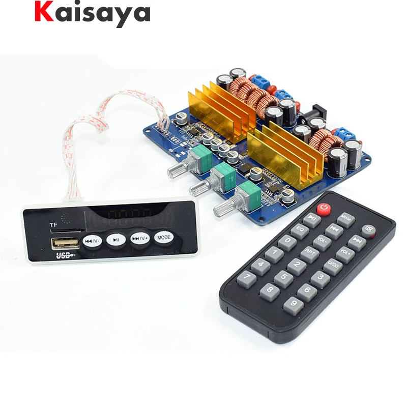 

Assembly 100W+50W+50W TPA3116 2.1 Bluetooth Power Amplifier Board TF Card USB FM AUX Subwoofer Board