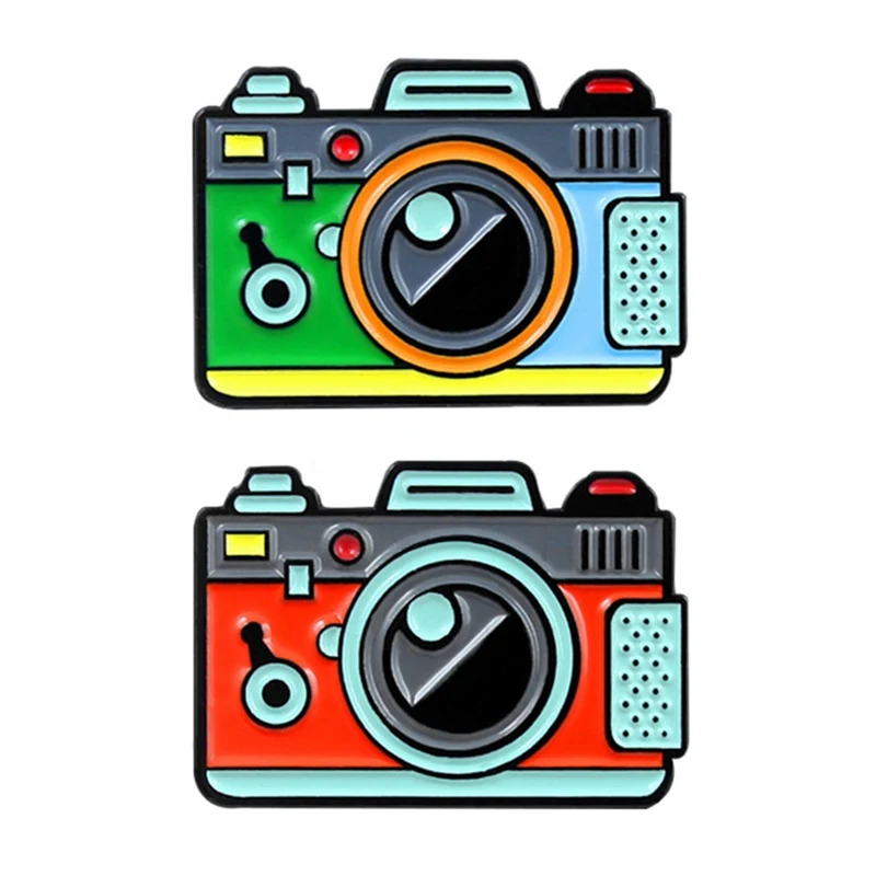 

Red Green Color Camera Brooch 2 Color Rainbow Digital Camera Enamel Pins Coat Cap Backpack Photography Kids Badge Gifts