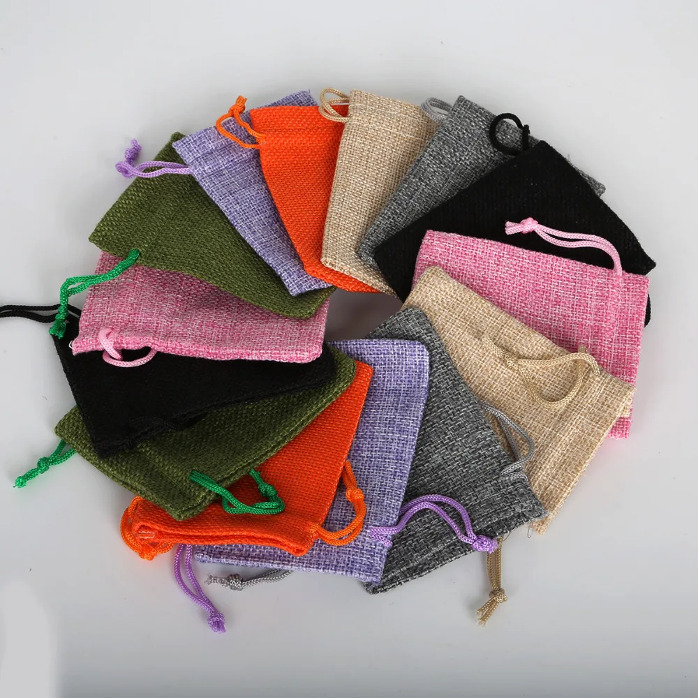 5 шт./лот винтажные натуральные джутовые Подарочные мешки из мешковины, мешки для конфет, свадебный подарочный мешочек на шнурке для упаковки ювелирных изделий