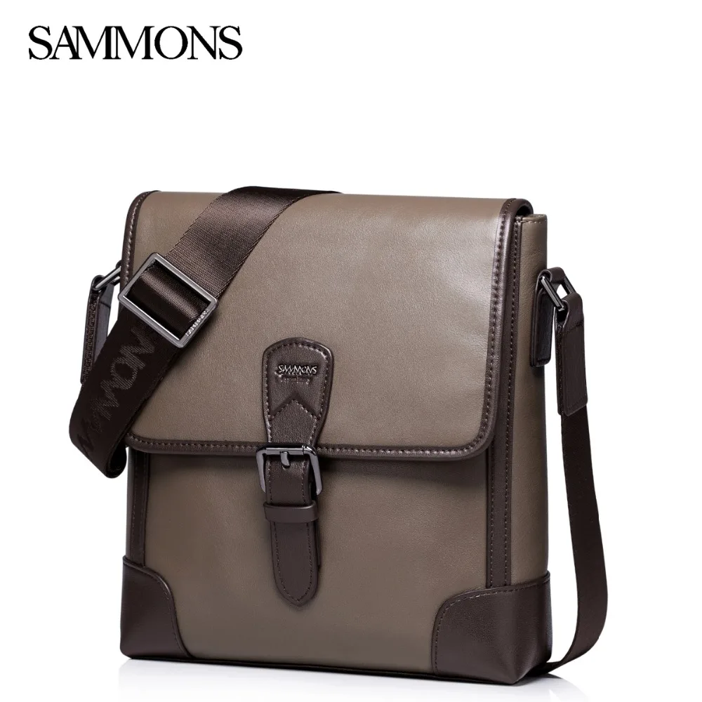 

SAMMONS Men's Genuine Leather Messenger Bags Man Patchwork Cow Leather Crossbody Bags Male Satchel Single Shoulder Bags SZ5346