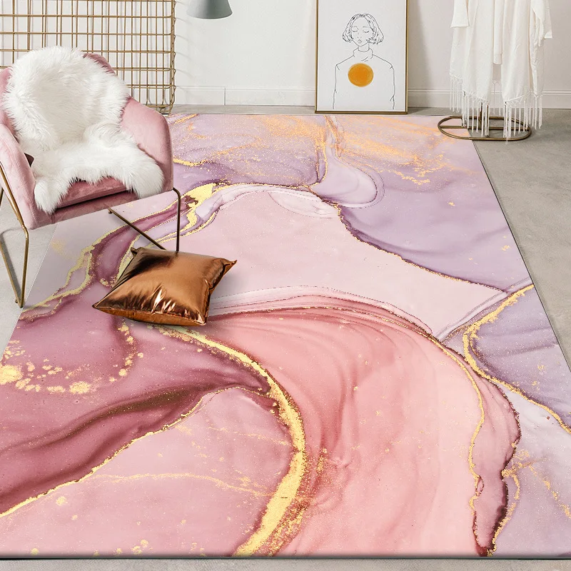

Modern nordic baby carpet beautiful abstract pink gold purple area rugs bedroom living room parlor carpet children door mat