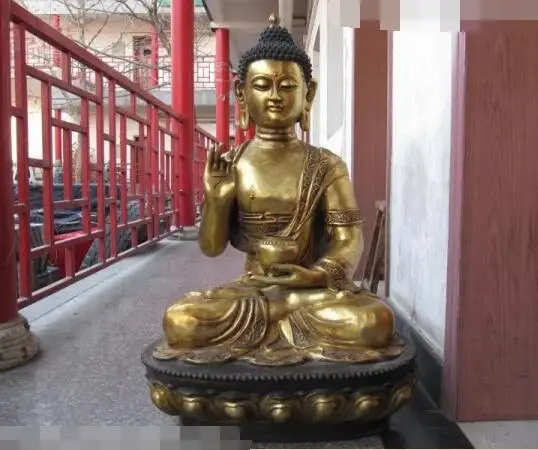 

S03505 40"Tibet Buddhism temple classic Bronze Gild Sakyamuni Buddha Statue Hold Bowl (B0328)