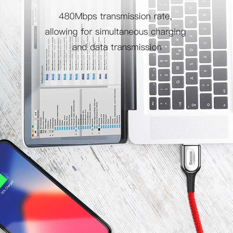 Кабель Baseus для iPhone XR Xs Max USB кабель 2.4A быстрое зарядное устройство синий кабель освещения для IOS iPhone Xs X 8 7 USB кабель для передачи данных