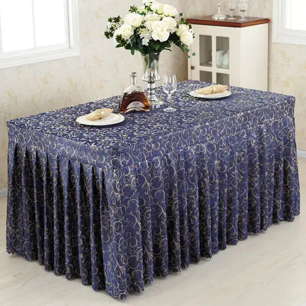 Скатерть для конференций, стол для холодной еды, юбки для шоу и мероприятий, скатерть для стола, разноцветная скатерть с цветком, 60x150 см - Цвет: navy blue