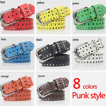 

2019 Punk Multicolor Fashion Rock and Roll Metal Rivets Hip-hop Personality Night Club Girl Belt Student Youth Decorative Belt