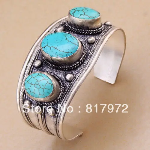 Браслет манжета из тибетского серебра с овальными камнями|silver cuff bracelet|cuff braceletstibet