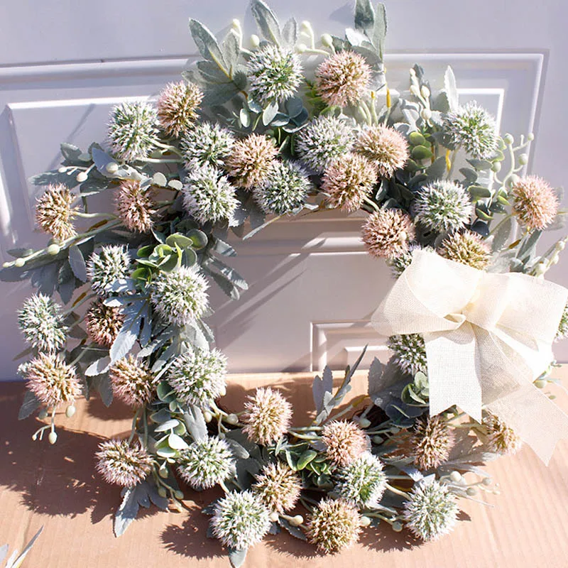 

Artificial Flower Garland Wreath Hanging Wreath Front Door Home Walls Decoration 50cm Round Wedding Decor
