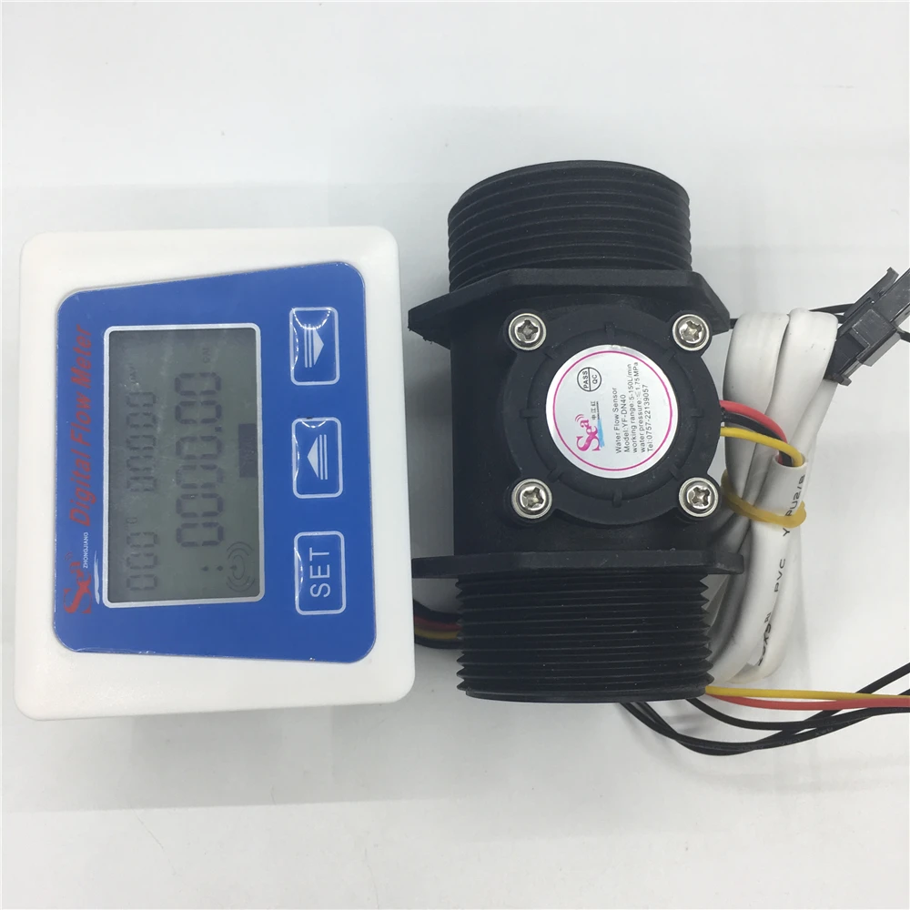 DN40 plastic flow sensor +LCD display Digital meter measuring flow senosr in Flow Meters from