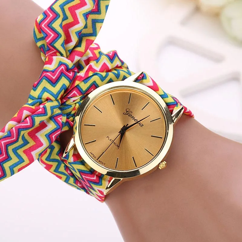 Дизайн, женские наручные часы из ткани, МОДНЫЕ ЖЕНСКИЕ НАРЯДНЫЕ часы, высококачественные тканевые часы, милые часы-браслет для девушек, горячие часы - Цвет: Hot Pink