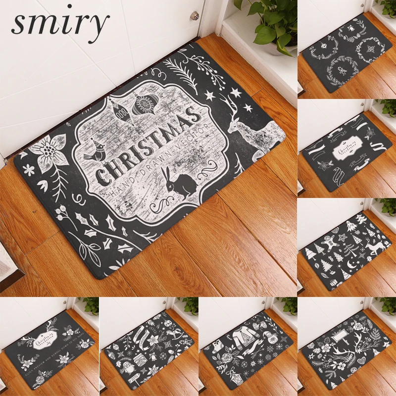 

Smiry light thin soft flannel water absorption door mats cartoon lonely christmas pattern rugs 40*60cm flannel bedroom carpets