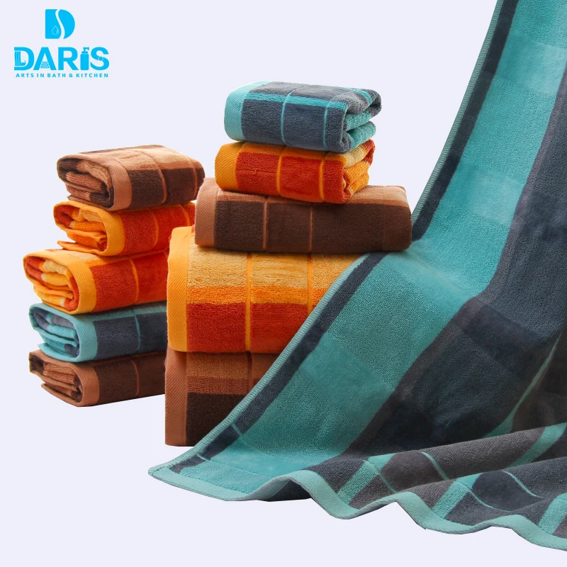 Günstige DARIS 3 teile los Bad Handtuch Set 34*34 cm 34*74 cm 70*140 cm 100% Baumwolle bad Handtuch Stück Set Gesicht Handtuch Großhandel 3 Farben