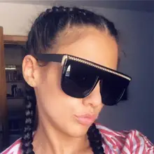 Большие черные солнцезащитные очки, модная квадратная оправа, плоский верх, солнцезащитные очки для мужчин, большие тени, Ретро стиль, солнцезащитные очки с цепочкой, oculos feminino sol