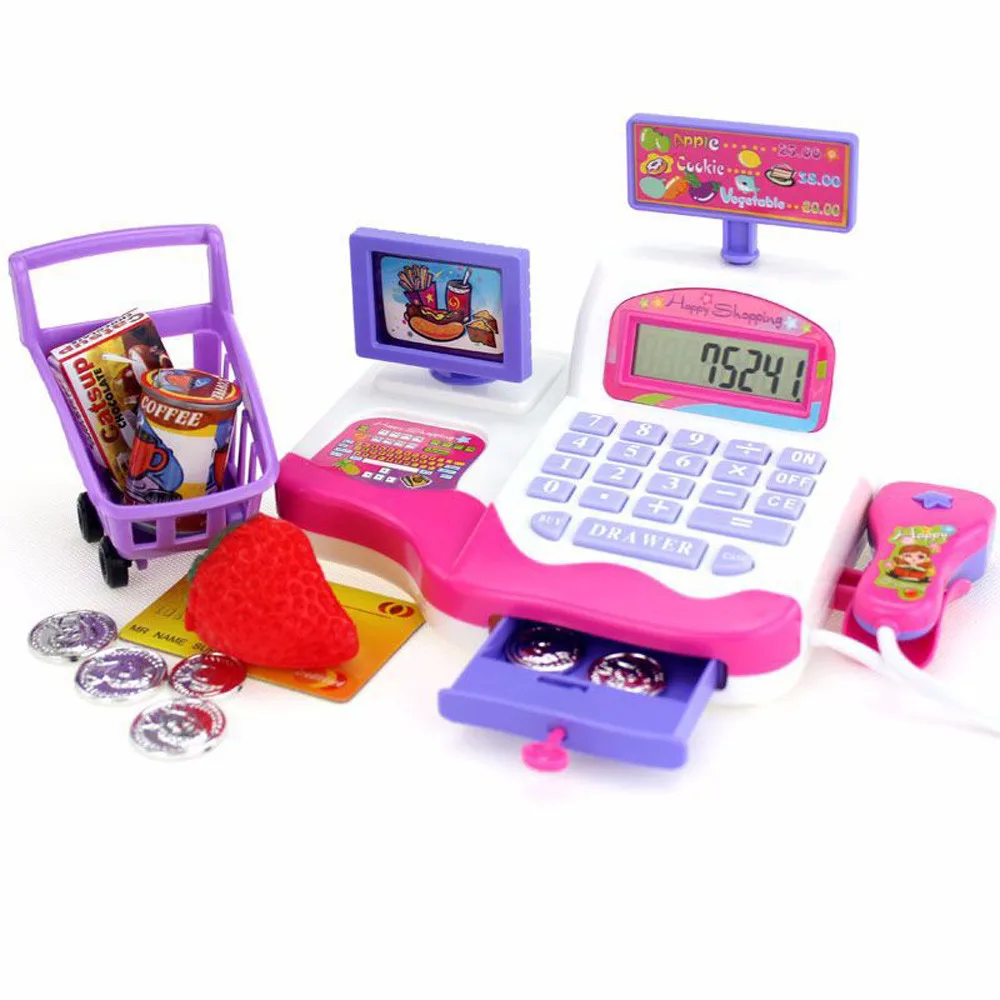 

Children Pretend Role Play Children Pretend Toy Shopping Electronic Cash Register Realistic Actions & Sound Educational Toy T9#