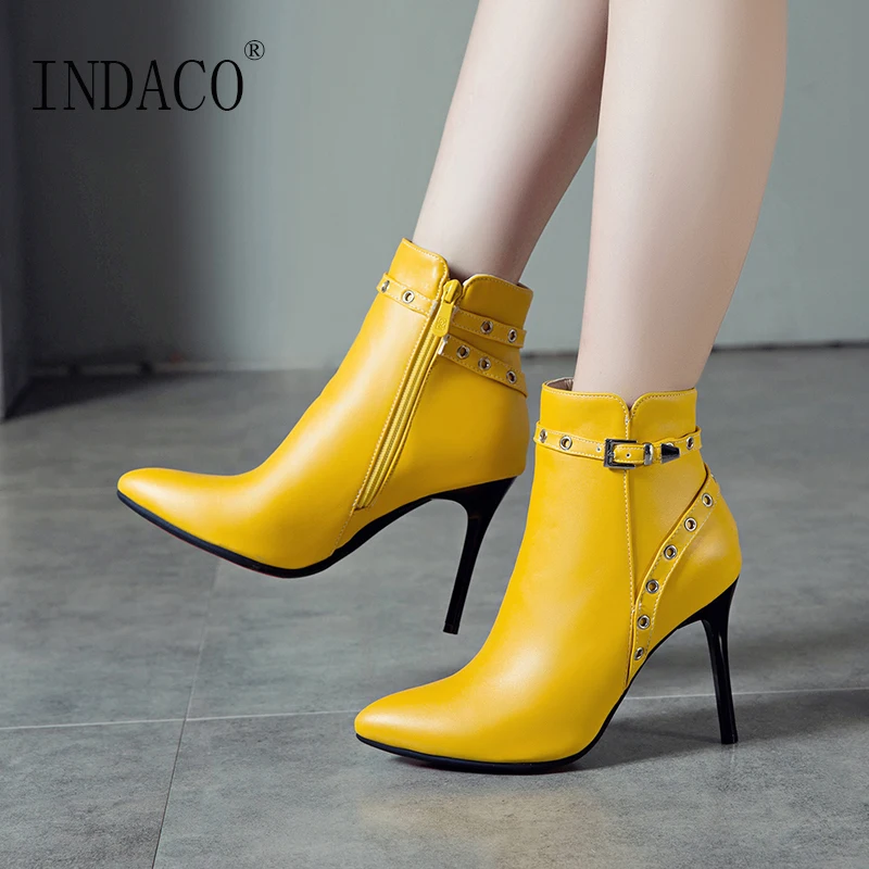 Boots Women Winter Shoes Women High Heel Boots Ankle Boots 10cm Rivets