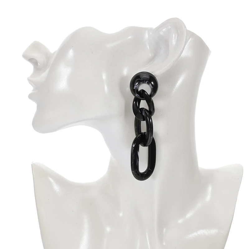 

BeUrSelf Interlocking Chain Acrylic Resin Dangle Earrings for Women Vintage Earring Acetate Brincos Acetic Acid Fashion Jewelry