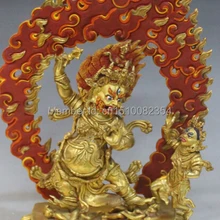1" Непал Буддизм Бронзовый 24 К Золотой росписью Ваджрапани Махакалы Статуя Будды