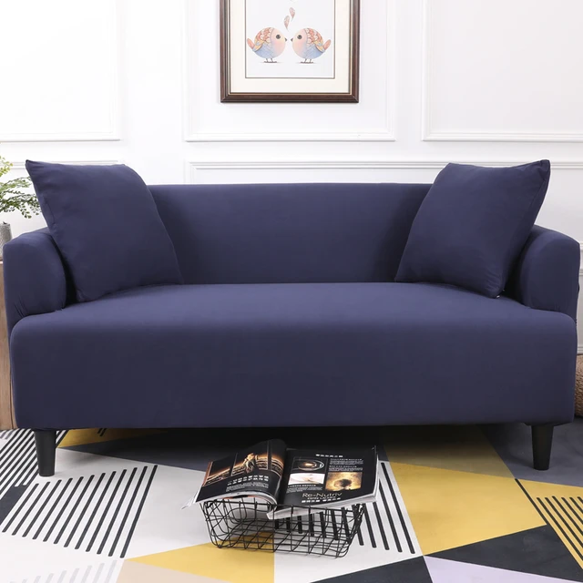 Navy Blue Solid Color Tight All Inclusive Sofa Cover Stretch Sofa