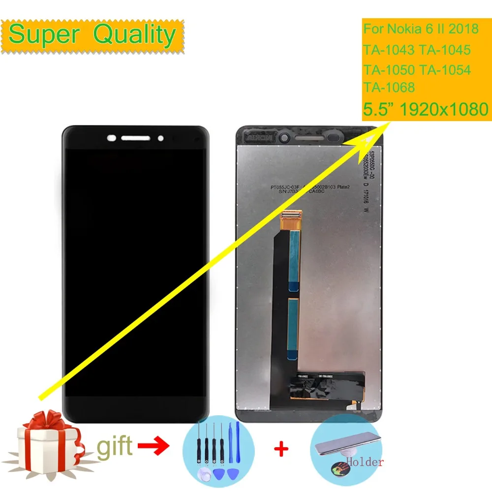 

Original LCD For Nokia 6 II 2018 LCD DIsplay Touch Screen Digitizer Assembly For Nokia 6 6.1 2018 TA-1043 TA-1045 1050 1054 1068
