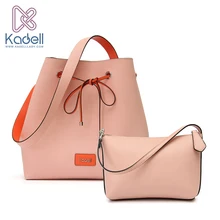 Kadell Famous Brand 2Pcs/Sets Drawstring Bucket Bag High Quality PU Leather Shoulder Bags Crossbody Women Designer Handbags