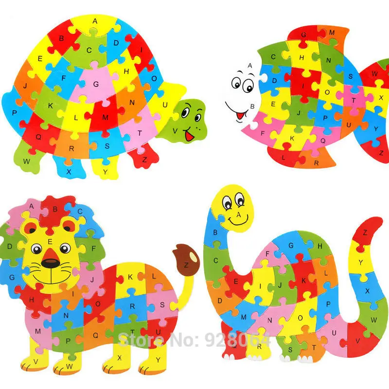 

yuanmbm wood Animal 3d puzzle jigsaw Building Puzzle Toy Learning Alphabet Puzzle Game for Preschool Kids baby toys for children
