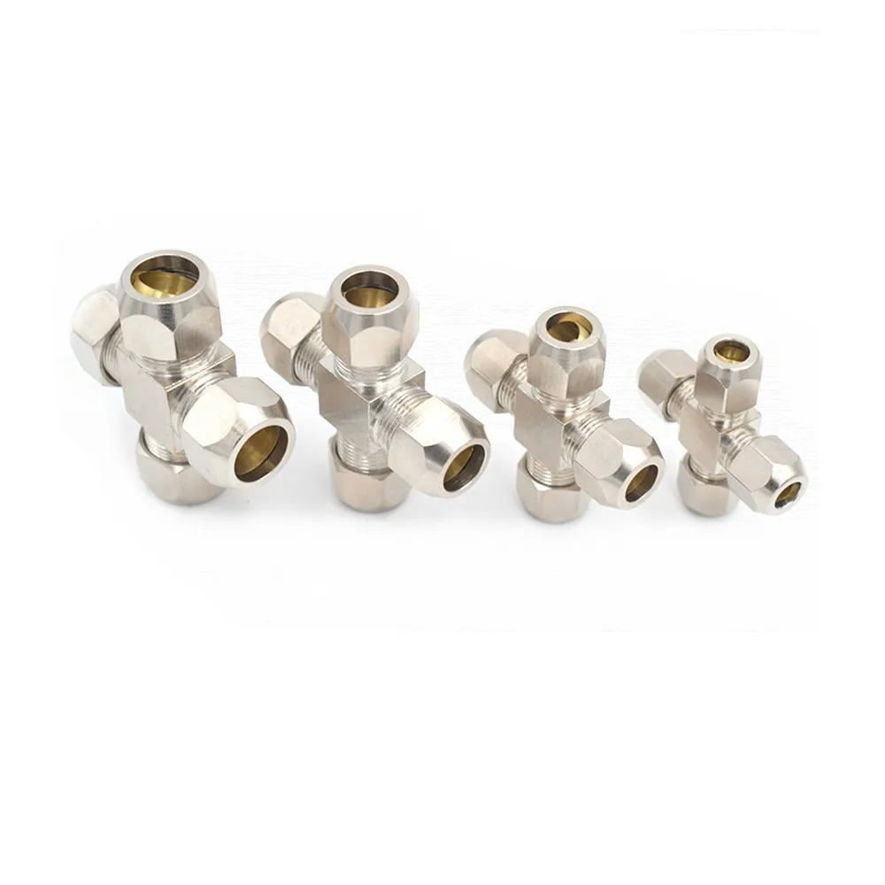 

4 6 8 10 12mm Pipe OD 4way Brass oil Compression Tube Pipe Fittings Connector