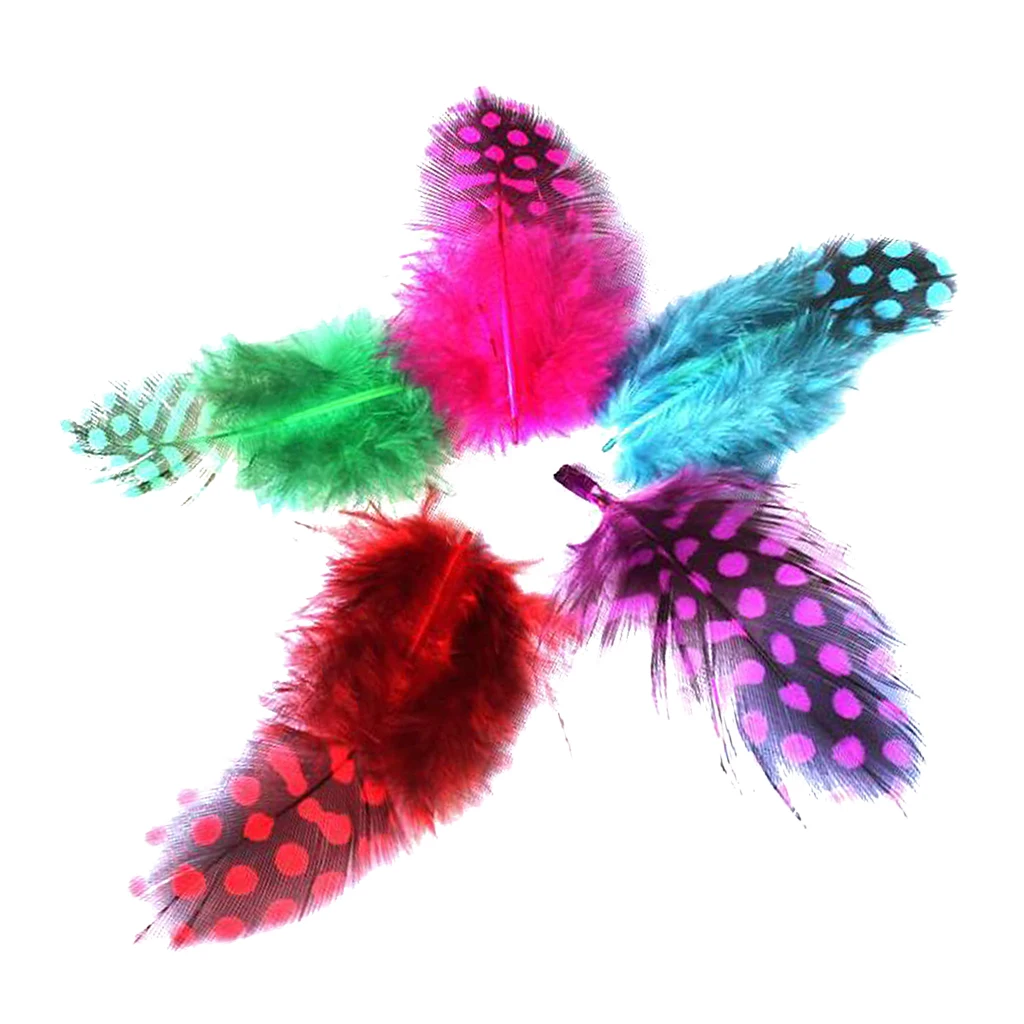 2X 50pcs Colorful Spotted Pretty Guinea Hen Loose Feathers 2.5 -10cm Craft DIY 