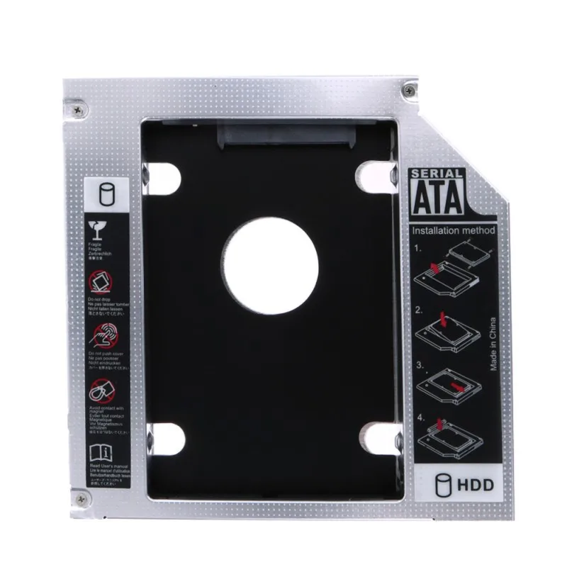  2nd HDD Caddy 12.7mm Aluminum Optibay SATA 3.0 Hard Disk Drive Box Enclosure DVD Adapter 2.5 SSD 2T