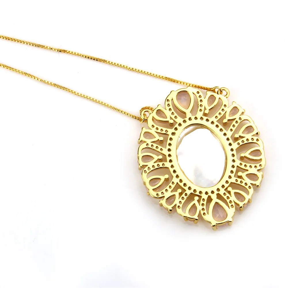 Lucky Sonny Women Necklace Collar Gold Color Virgin Mary Mother of Pearl Pendants Necklaces Fashion CZ Jewelry Colar Feminina (2)