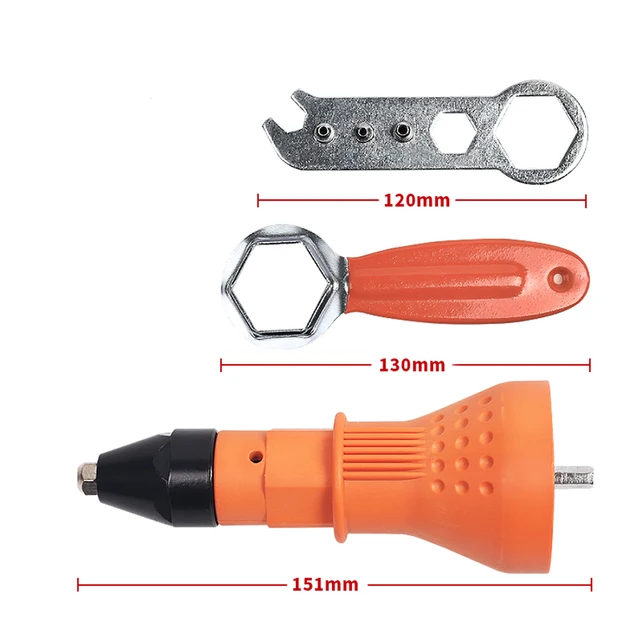 High Quality Electric Rivet Nut Gun Cordless Riveting Drill Adapter Insert Nut Tool with Handle Orange