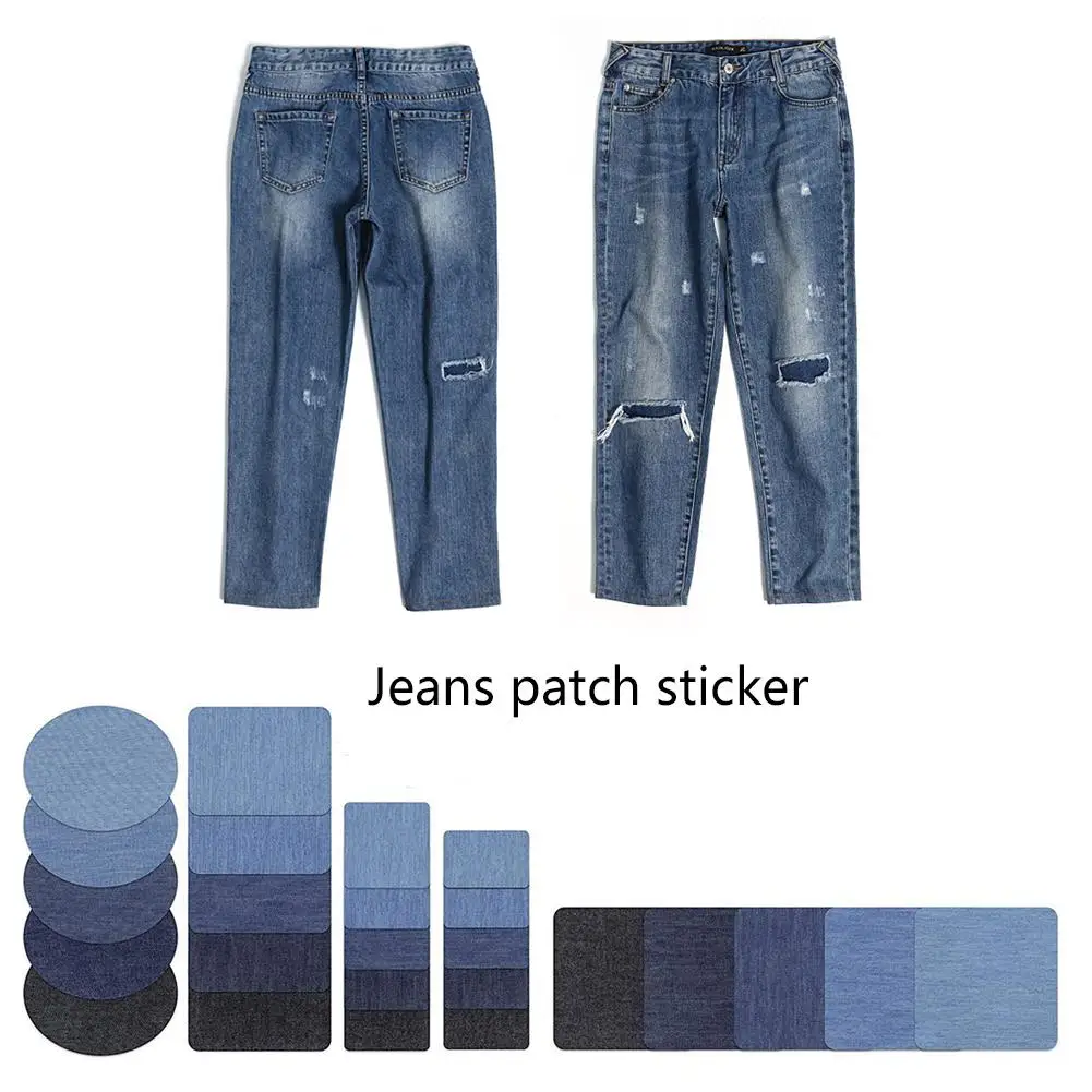 

Jeans Patch Sticker Denim Iron On Jean Patches No-Sew Shades Assorted Cotton Jeans Repair Kit Practical Fashionable Durable