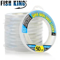 FISH KING 50M 10LB-50LB 100% Fluoro Carbon Super Bron Shock Leader Line Bass Lure Fishing Line Wear Resisting Linha De Pesca