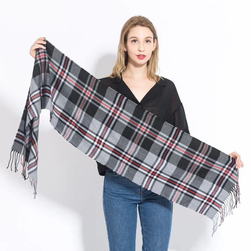 LaMaxPa, новая мода, женский зимний клетчатый шарф, шали и палантины, одеяло, роскошная шерстяная Пашмина, теплая кисточка, для женщин, леди, Sjaals - Цвет: 1