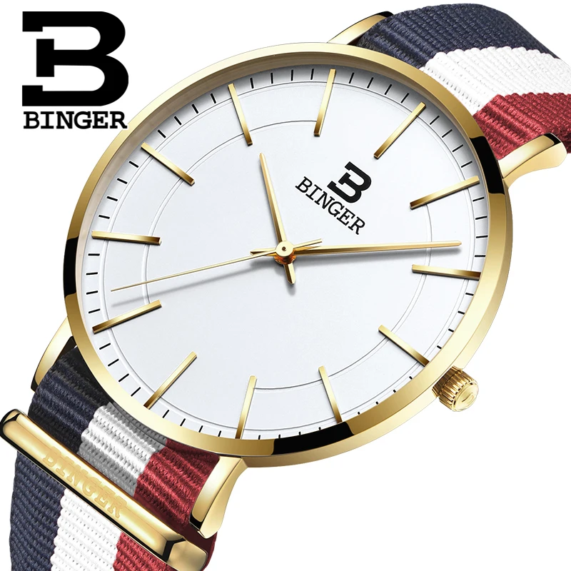 Switzerland BINGER men watches luxury brand ultrathin limited edition Waterproof lovers s quartz Wristwatches B 3050M