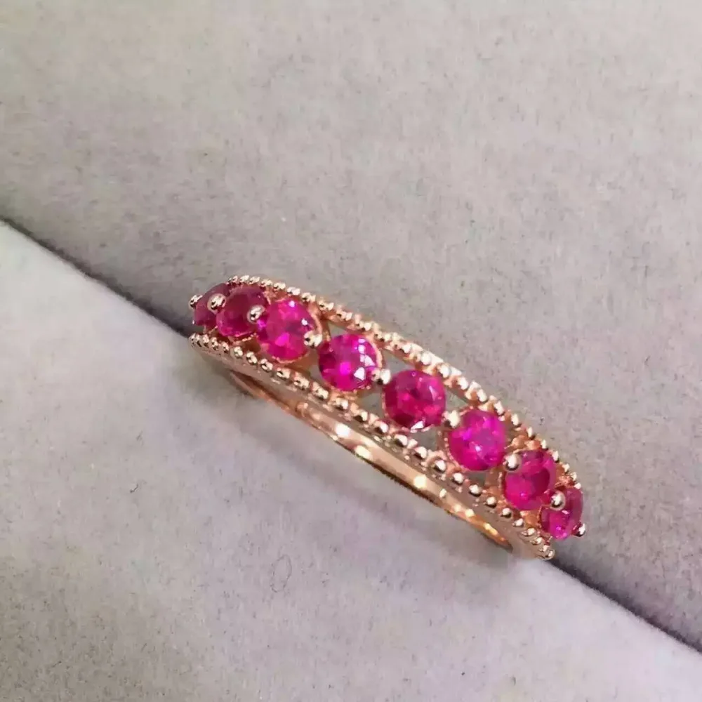 Natural red ruby gem Ring Natural gemstone ring 925 sterling silver trendy Slender elegant array women party fine Jewelry