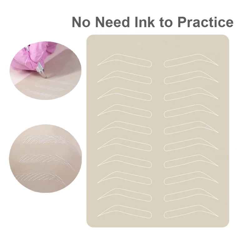 

5pcs Microblading Eyebrow Practice Skin Latex Permanent Makeup Eyebrow Training Skin Tattoo PMU Skin No Ink Needed White Line