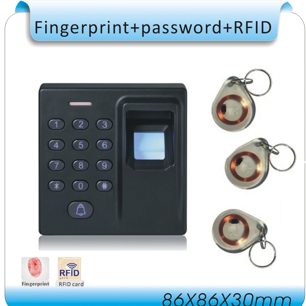 DIY D1 отпечатков пальцев и пароль и 125 кГц RFID 3 в 1 специальная пожарная система контроля допуска к двери+ 10 шт. кристалл