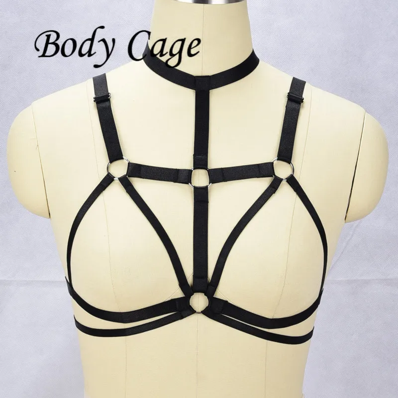 

Body Cage Women cross Low collar Harness harajuku open Chest bra cosplay Handcrafted Body Bondage Sword Belts Waist Straps