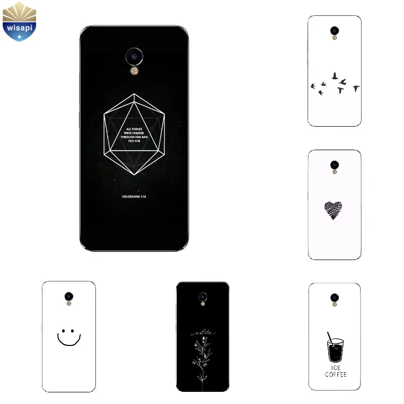 

For Meizu MX5 MX6 Silicone Phone Case for Meizu M2 Mini Back Cover Ultra Thin for Meilan M3E Metal TPU Shell B&W Pattern