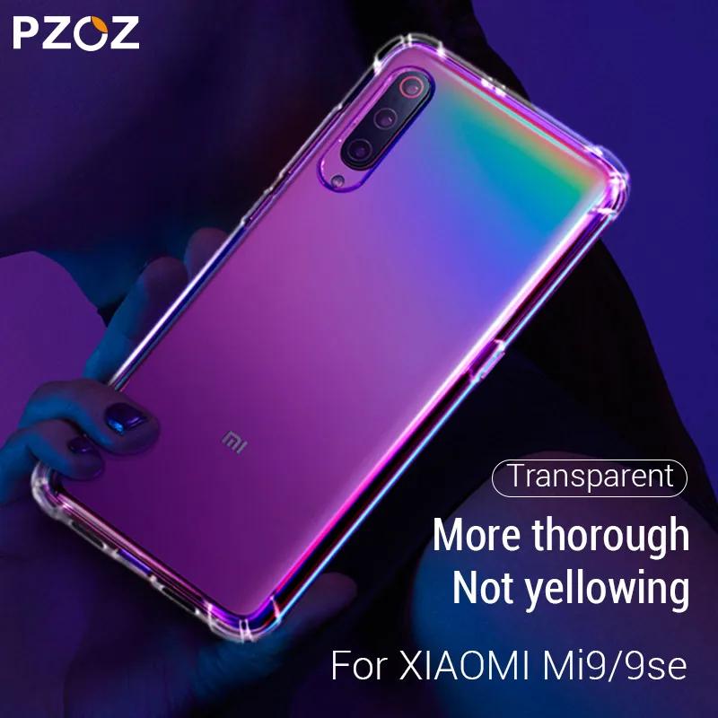 PZOZ Case For Xiaomi Mi 9 SE Mobile Phone Protective Bag Transparent Shockproof Silicone Clear TPU Soft Shell For Xiaomi Mi9 SE