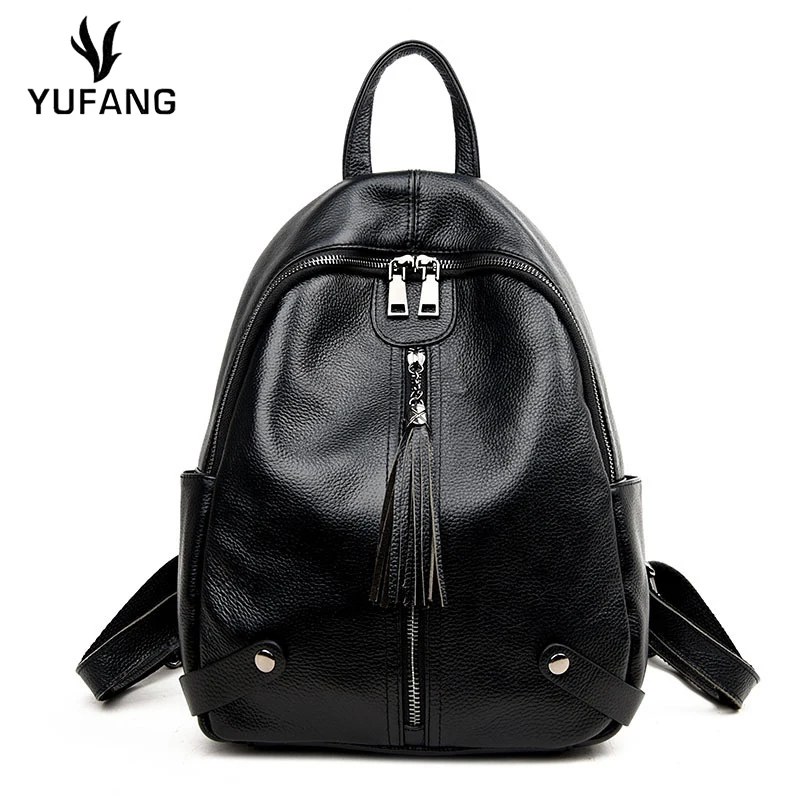 

YUFANG Natural Cowhide Women Backpack Genuine Leather Female Travel Bag Young Girl School Bag Students Fashion Shoulder Bag Lady