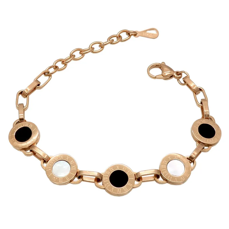 Gold Rose Silver Color White Shell Black Resin Charm Bracelet Wedding Party Beads Bracelets For Women Bridal Pulseras