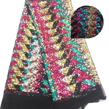 

2019 Wholesale 3D sequined embroidery tulle French mesh lace fabric top quality Nigerian French lace fabric YYZ00238